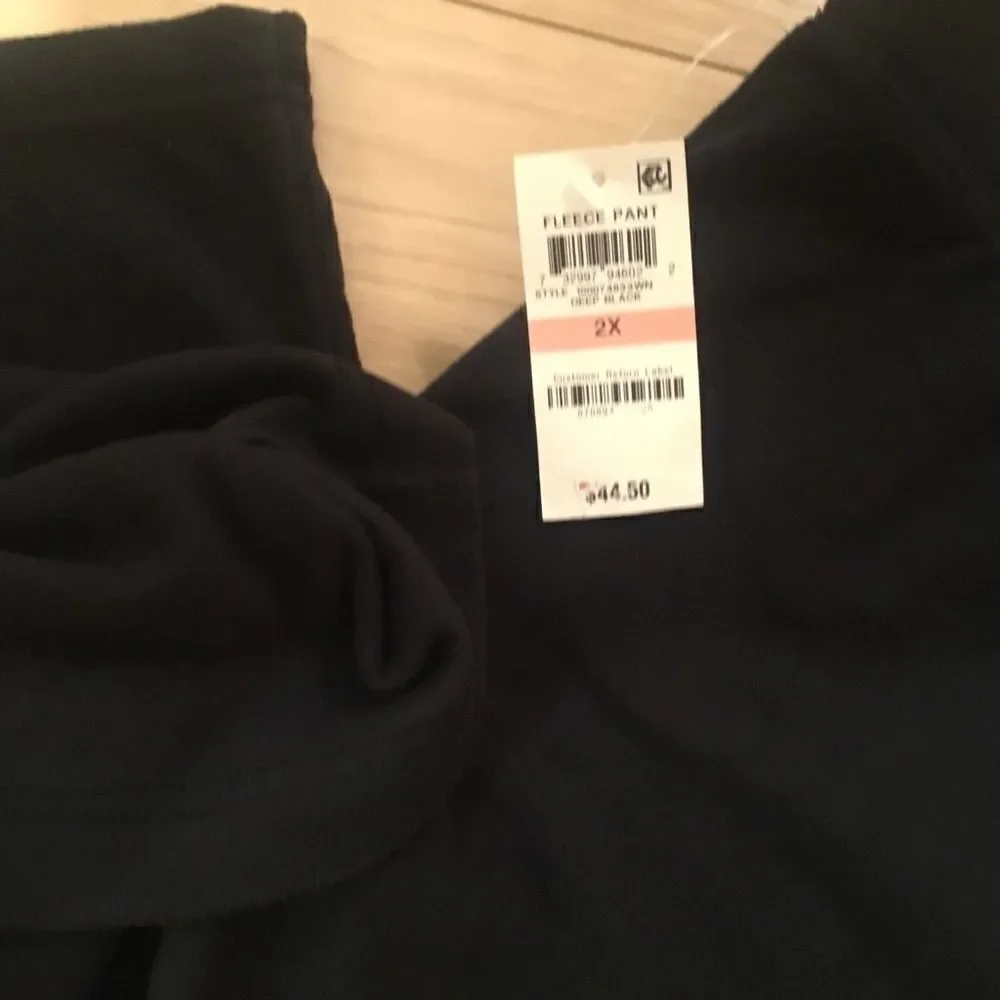NWT. Karen Scott Brand Black Fleece Pant Sz 1X, 2X